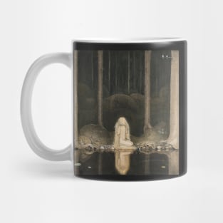 Princess Tuvstarr gazing down into the dark waters of the forest tarn by John Bauer 1913 Mug